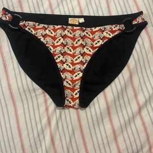 Tory Burch Black, Rust & Ivory Floral Bikini Bottoms